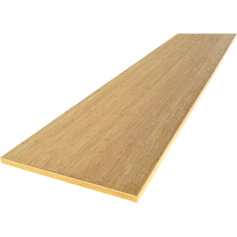 Plan de travail bois massif Bambou Caramel lamellé collé L.250 x P.65 cm, Ep.26 mm (1/5)