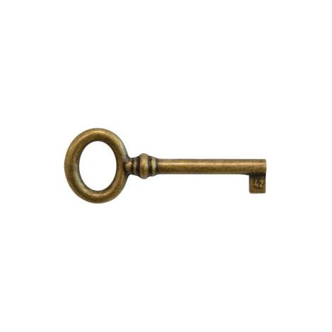 CHIAVI PER MOBILI MOD.33728 IN OTTONE FLORENCE- - mm.29x77 lunghezza gambo mm.42 - 10 pezzi METALSTYLE