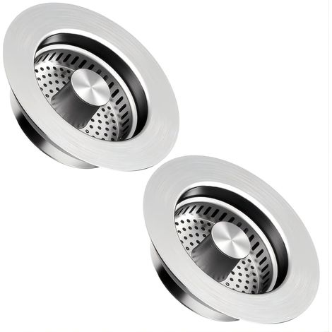 2 Stück 3-in-1 Edelstahl Pop-Up Ablaufstopfen für Waschbecken Tiefe 40mm, passend für Beckenlöcher 75-86mm