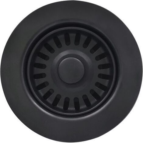Pair Évier de cuisine noir avec panier-filtre et couvercle, filtre de vidange pour évier de cuisine en granit ou en argile réfractaire (diamètre 114,3 mm) (1/4)