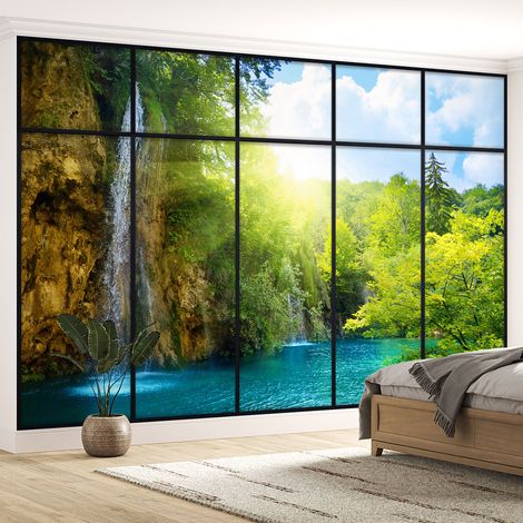 Papier peint panoramique Trompe l'oeil Verrière - Cascades - 130 cm x 82 cm (1/5)