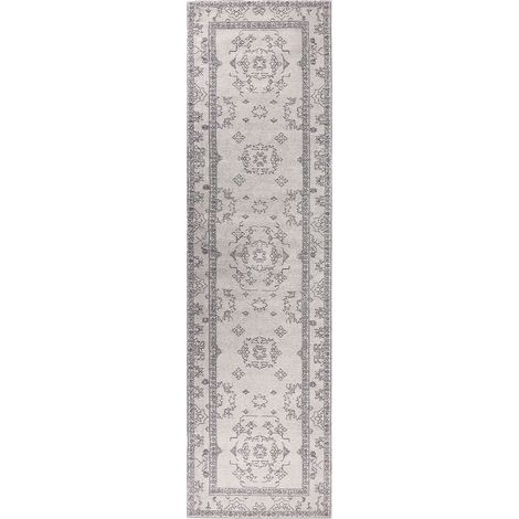 Tappeto Runner lungo corridoio cucina motivo orientale 80 x 300 cm Grigio Beige Goller