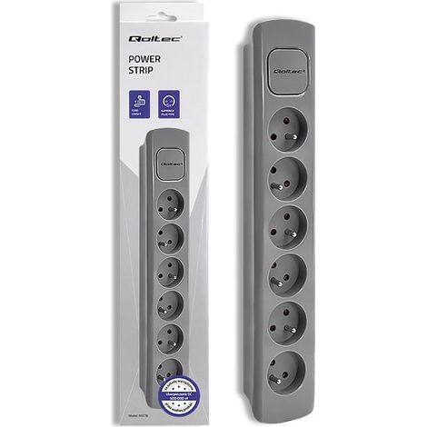 Qoltec 6-fach Steckdosenleiste  1,8 m  Grau