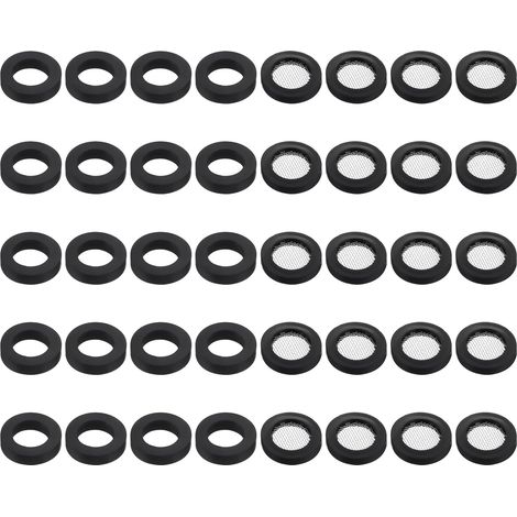 Lot de 40 joints d'étanchéité pour pommeau de douche - Avec 20 anneaux en O - Filet de filtration en acier inoxydable - Disque en caoutchouc pour pommeau de douche 1/2" (1/5)
