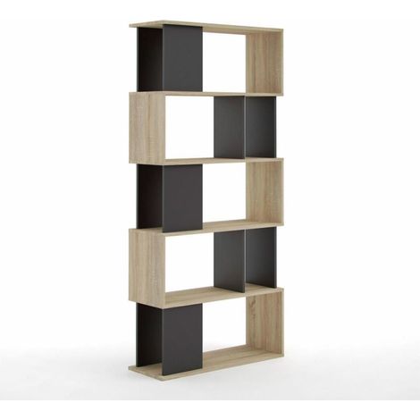 Bücherregal 174 cm mattschwarz und Eiche - Seregno
