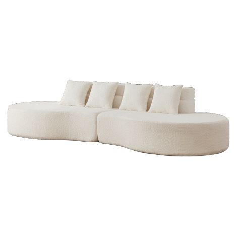 Canapé modulable 2 pièces sans structure 310x110x65cm, canapé nuage mousse mémoire haute densité lavable, design minimaliste pour salon, beige (1/5)