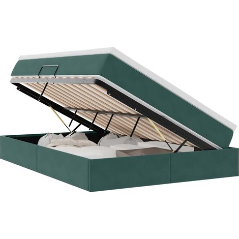 Letto con contenitore e materasso Verde Scuro 140 x 200 cm vidaXL