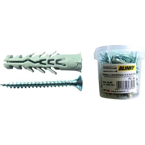Tasselli Blinky 6-Alette Secchio 100Pz Con Vite Mm.  6