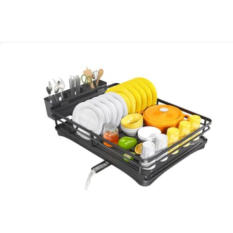 Égouttoir à vaisselle en acier inoxydable avec grille amovible et grande capacité de séchage - Outil de cuisine pour organiser et sécher la vaisselle et les ustensiles (1/5)