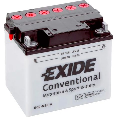 Exide – Batterie moto 12V 30Ah 300A – Plomb Calcium – Avec entretien – Pour démarrage rapide