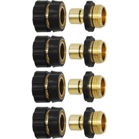 Raccords de jardin Raccords de tuyau d'arrosage de 3/4 po Raccords rapides - 4 ensembles (1/5)