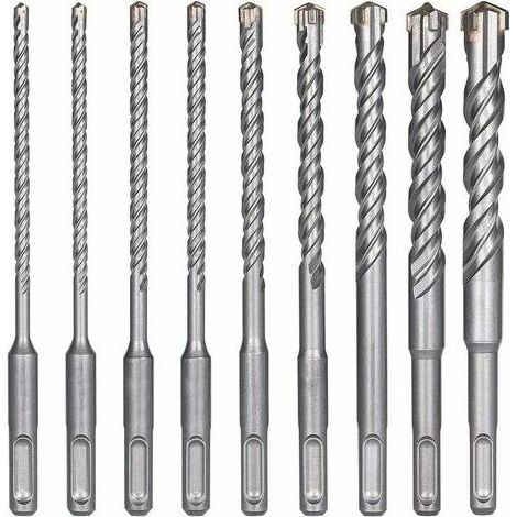 Hochwertige Betonbohrer – Set mit 9 SDS-Plus-Schlagbohrern für Beton, Ziegel und Naturstein