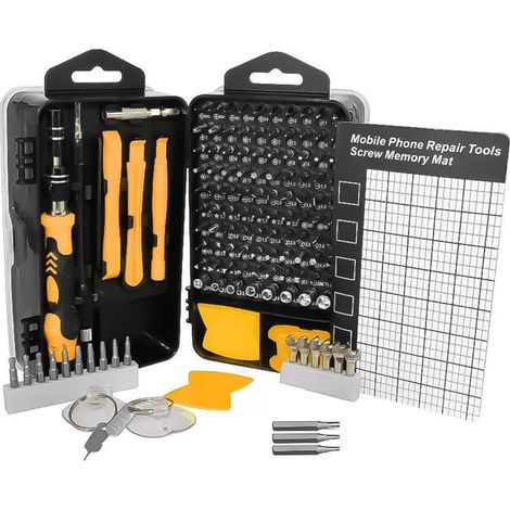 Jeu de Tournevis de précision 138 en 1, Jeux de Tournevis magnétiques CRV avec Tapis magnétique-Jeu de Mini Tournevis Bricolage pour Montre Ordinateur Portable (1/5)
