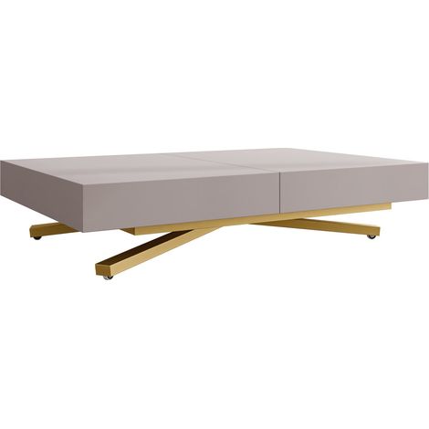 Mesa de centro convertible Oswego 178, Cachemira, 27x80x120cm, Diámetro: 0, Aglomerado laminado, Angular