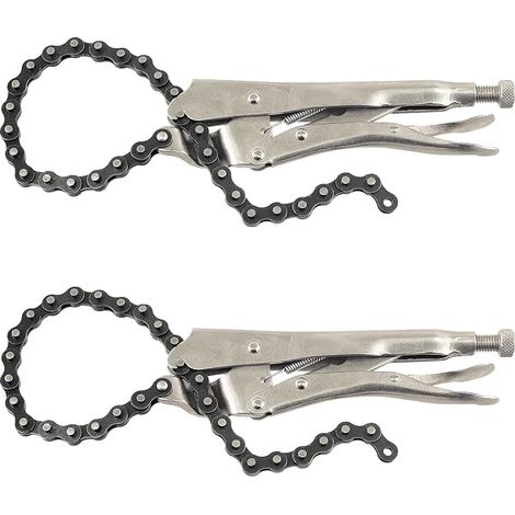 2pcs 9inch Heavy Duty Alloy Steel Lock Chain Clamp with 20 Inch Chain, Reversible Oil Filter Tool Pipe Fitting Chain Wrench Tool for Maximum Locking Force (1/5)