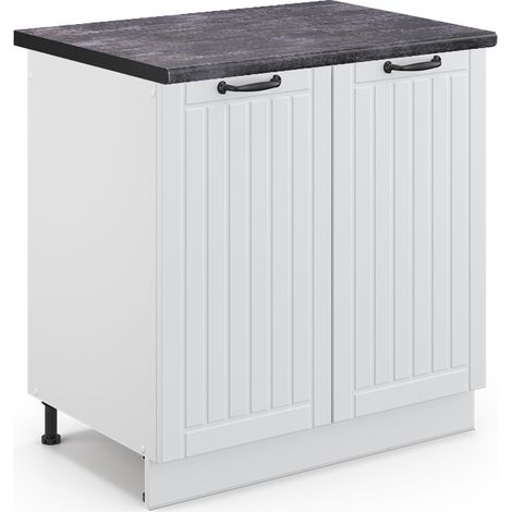 Spülenunterschrank Fame-Line, Weiß Landhaus, 80 cm , AP Anthrazit, Vicco