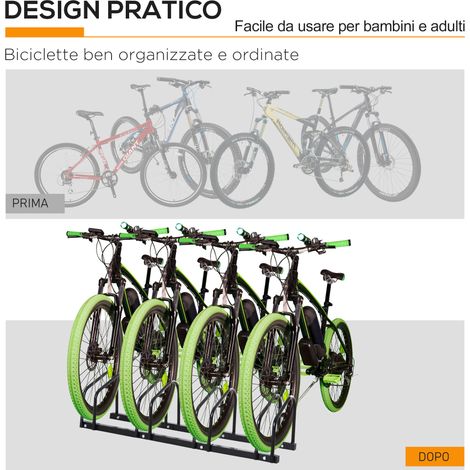 Support extérieur pour 4 vélos, en acier noir, dimensions 110x33x27 cm, râtelier de parking pour bicyclettes. (1/5)