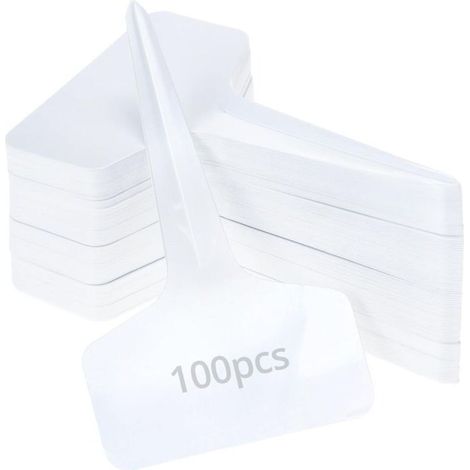 100 pièces etiquette de plante semis,etiquette jardin potager plantation étanche plastique exterieur,etiquettes semis réutilisable ,pour légumes, semis, fleurs,blanc,10x6CM