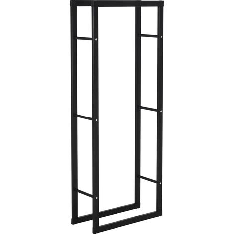 Porte-legna verticale metallo nero 100 kg 60x25x150 cm