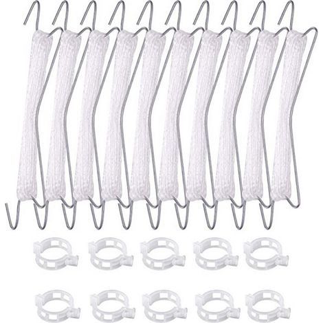 Lot de 10 crochets à tomates avec corde, tomates et concombres, serres pour autres légumes,10 crochets (10 mètres de fil) + 20 boucles (1/4)