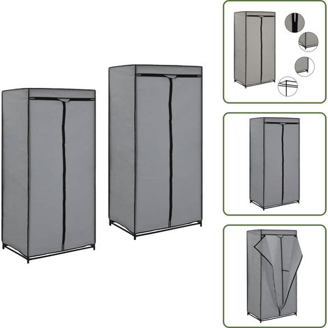 2 pcs Garde-robes Gris 75x50x160 cm - Armoire - Meuble De Rangement - Placard - Dressing - Étagère À Vêtements (1/5)