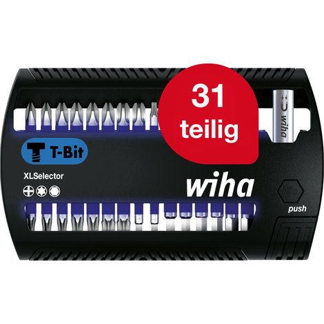 Wiha Bit Set XLSelector 31-tlg. I T-Bit 25 mm PH, TORX, Sechskant 1/4" C6,3 I magnetischer Bithalter I Impact- & Schlagschrauber geeignet (41830) (1/5)