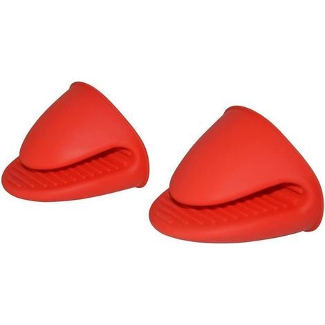 Pinzas de mano resistentes al calor, accesorio de cocina, pinzas de mano de silicona resistentes al calor, 2 unidades, rojas (1/5)