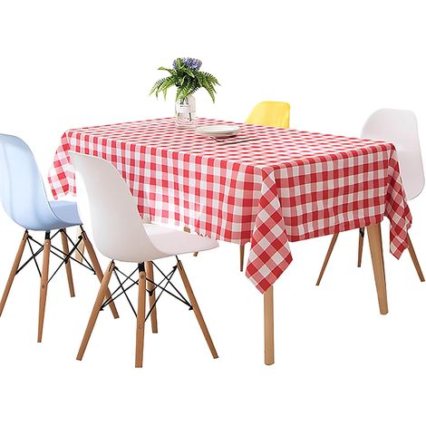 Rechteckige PVC-Tischdecke, leicht zu reinigen, 140 x 200 cm, mit Kunststoffklappe