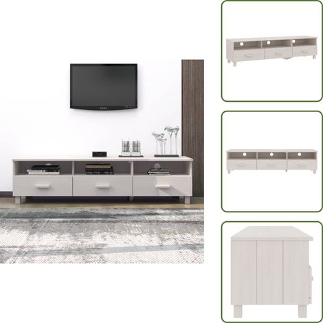 Armadio con cassetti - vidaXL Mobile TV HAMAR Bianco 158x40x40 cm in Legno Massello di Pino - Armadio con scomparti