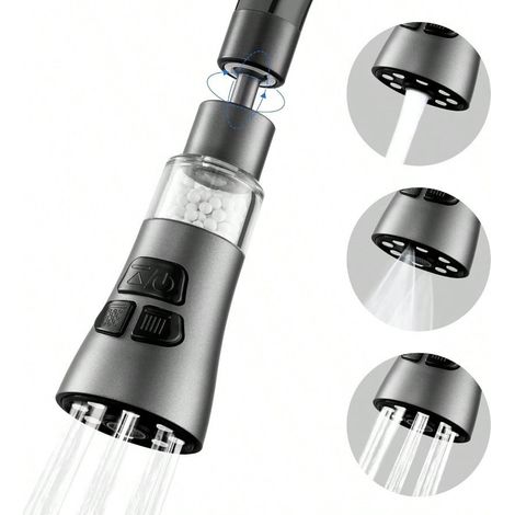 Robinet filtre à eau pour évier : ensemble filtre à robinet pivotant à 360° avec 9 accessoires, purificateur extensible avec pulvérisateur à 3 modes (1/5)