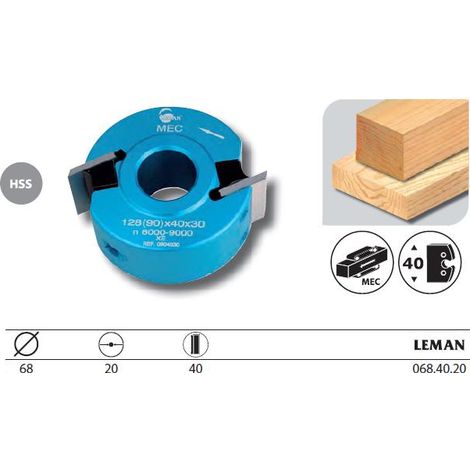 Leman – Porte-outils de toupie D68XAL.20XHT.40 Z2 – Profilage et moulurage bois massif – Changement simultané des fers 40mm