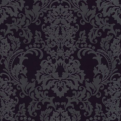 Barock Tapete Profhome 361663 Vliestapete strukturiert mit Ornamenten glitzernd schwarz 5,33 m2 (1/5)