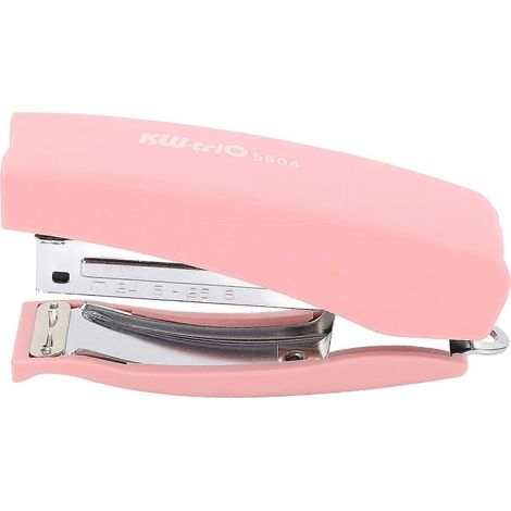 Agrafeuse de bureau portable, capacité 20 feuilles, 2 modes de reliure, idéale pour le bureau et l'école (rose). (1/4)