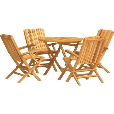 vidaXL Ensemble à manger de jardin 5 pcs Bois de teck massif (1/6)