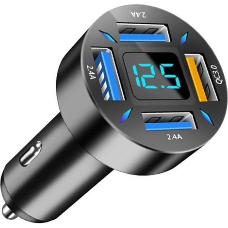 1pcs 4 en 1 USB QC3.0 Chargeur rapide de voiture à affichage numérique (1/5)