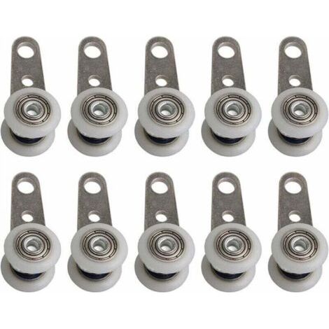 Lot de 10 Roulettes pour baies vitrées ou portes coulissantes - En métal et en plastique - 4,5 X 1,9 Cm (1/5)