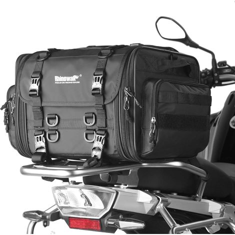 Motorrad Sitztasche 33-45L Wasserdicht Rücksitztasche Gepäcktasche Schwarz (1/5)