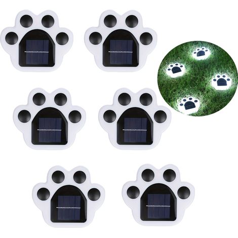 Paquet de 6 lampes solaires à empreinte d'animaux de compagnie de chat et de chien, lumière solaire de voie, lumière de pelouse Led étanche (1/5)