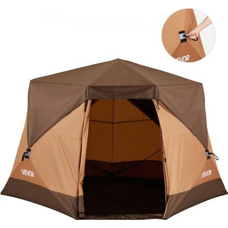 Campingzelt 6 Personen, Pop-Up-Zelt mit Regenschutz & Netzfenstern, Schnellaufbau in 60 Sekunden, Tragbares Zelt mit Tragetasche für Familien-Camping & Wanderungen, 330x213x204 cm