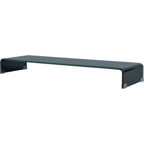 Mueble de TV aparador diseño práctico soporte para monitor 110 cm cristal negro 2502224
