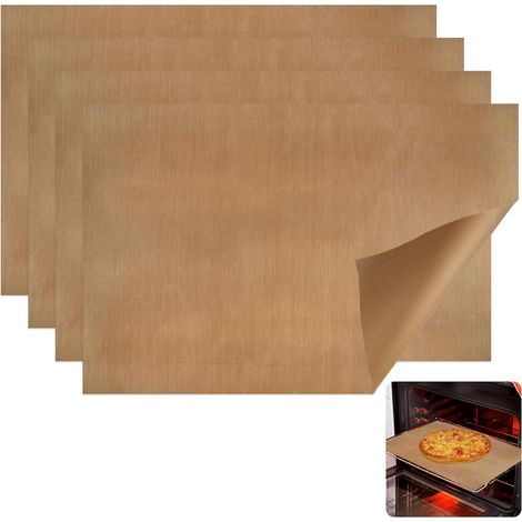 4 Feuilles Cuisson, 40x60 cm, Téflon, Antiadhésif, Réutilisable, Four, Barbecue (1/5)