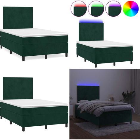 Sommier à lattes de lit avec matelas LED vert foncé 120x190 cm - Matelas LED - Sommier avec LED (1/5)