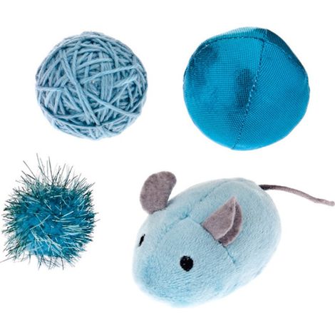 Giochi con sonaglio modello Mix per gatti 4 pezzi - blu