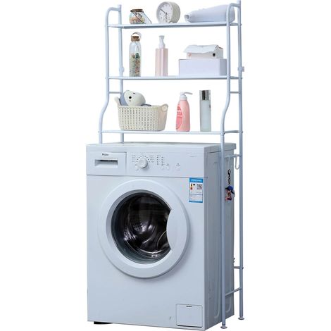 Herzberg HG-03282: 3-stufiges Aufbewahrungsregal für Waschmaschine und Badezimmer, weiß (1/5)