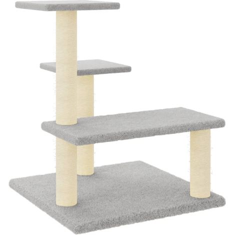 Cat Tree with Sisal Scratching Posts Light Grey 61 cm vidaXL