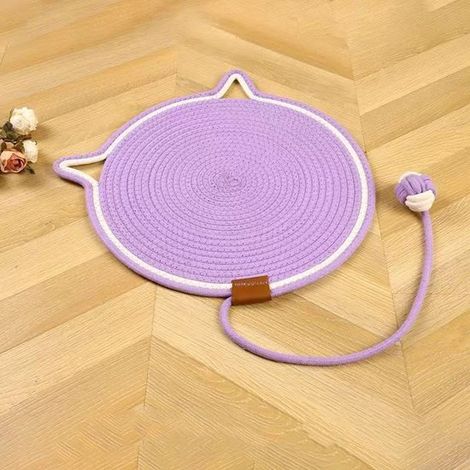 Tiragraffi per gatti, tappetino in corda di cotone naturale, rotondo, palo tiragraffi orizzontale (43 cm di diametro) per gatti da interno, protegge le pareti (1/2)