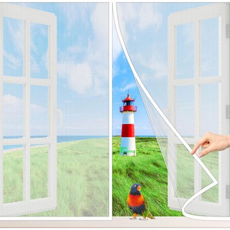 Magnetischer Fensteraufhänger, 120 x 150 cm, Insektenschutz, Fliegengitter, , einfach zu installieren, automatisches Schließen, für Innen- und Eingangsfenster, Weiß P