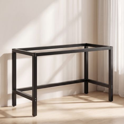 Pied de Table en Acier, Pied de Bureau Industriel avec Trous de Montage et Patins Réglables, 150 x 50 x 81,5 cm, Noir (1/5)