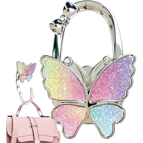 Gancho de mesa para bolsas, gancho plegable con forma de mariposa, antideslizante. (1/5)