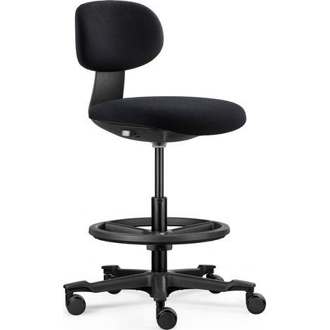 Arbeitsstuhl / Counterstuhl WORK MF2 Sitz Stoff / Rücken Stoff schwarz hjh OFFICE (1/5)